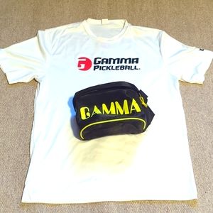 Gamma sports fanny pack black and neon green and SZ large gamma pickleball shirt